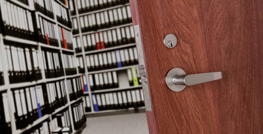 Close-up of a door and its lock